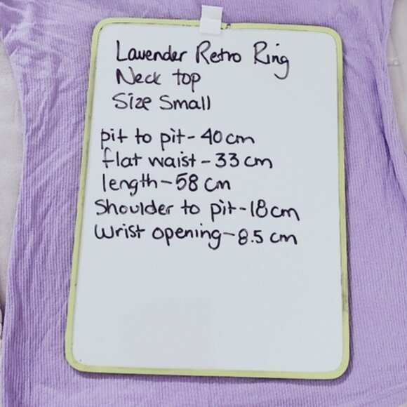 Lavender Retro Ring Neck Varsity Stripe Top - Picture 8 of 9